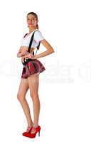 Beautiful girl in mini-skirt