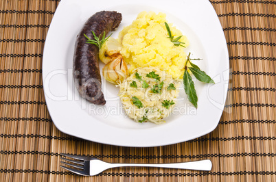 Krupniok traditional blood sausage in Polish cuisine