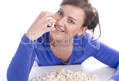 woman with popcorn