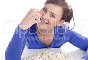 woman with popcorn