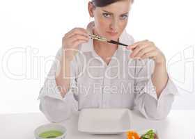 woman with chopstick