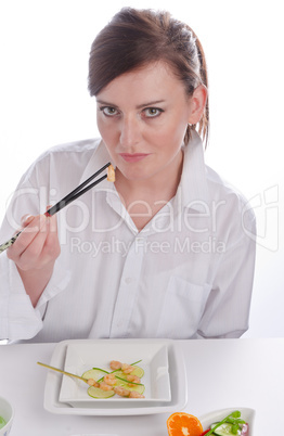 woman with chopstick