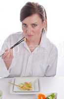 woman with chopstick