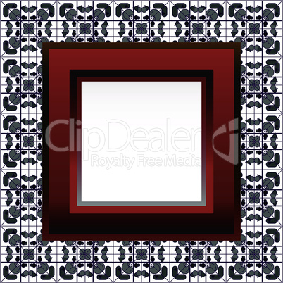 Gallery Interior with empty frames on red wall. vector