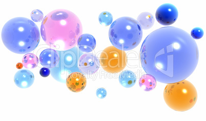 3d glass balls or spheres