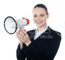 Attractive woman with megaphone