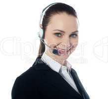 Call centre female executive, closeup