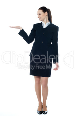 Lady presenting copyspace in business