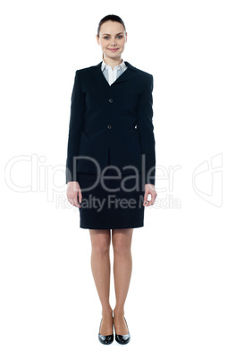 Businesswoman full body standing isolated on white