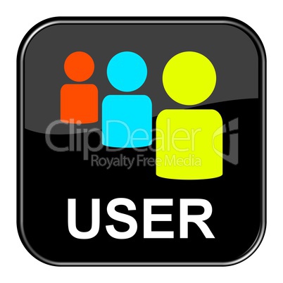 Glossy Button schwarz - User