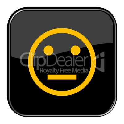 Glossy Button schwarz - Smiley neutral