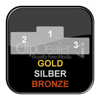 Glossy Button schwarz- Treppchen Gold Silber Bronze
