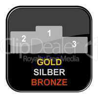 Glossy Button schwarz- Treppchen Gold Silber Bronze