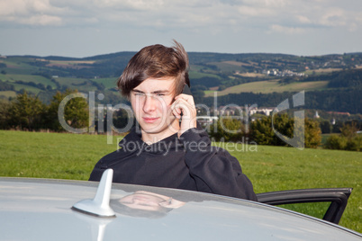 young man with the car phone