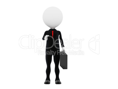 3d business man with briefcase give handshake