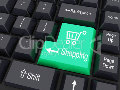 keyboard buttons with shopping cart sign