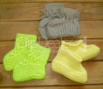 Hand knitted baby booties