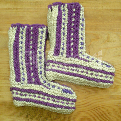 Hand knitted baby booties