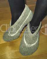 Hand knitted female slippers