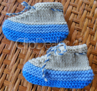 Hand knitted baby booties