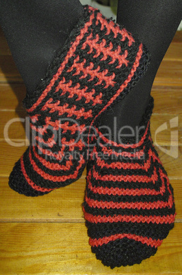 Hand knitted female slippers Hand knitted female slippers