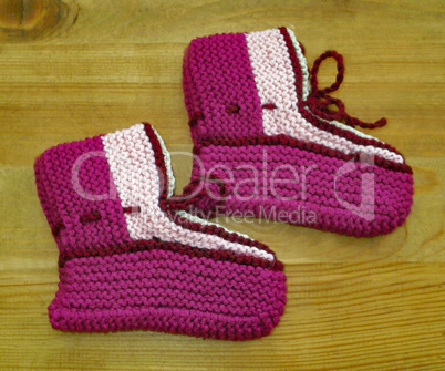 Hand knitted baby booties