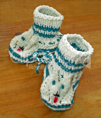 Hand knitted baby booties