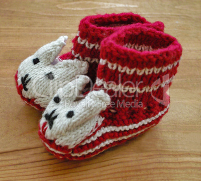 Hand knitted baby booties