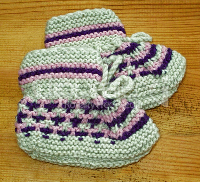 Hand knitted baby booties