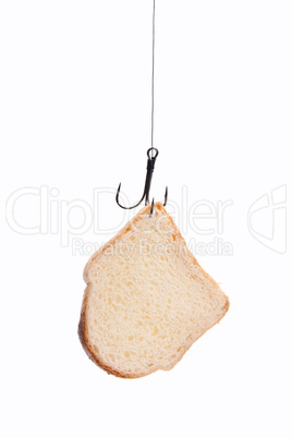 piece of bread hanging on hook