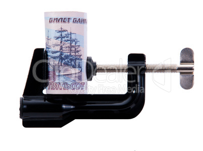 twisting banknotes is trapped in the clamp