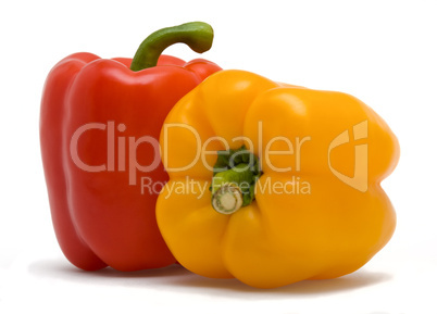 isolated sweet red and yellow peppers