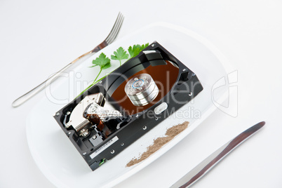 hard disk on a plate