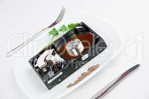 hard disk on a plate