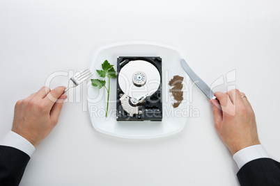 hard drive is on a plate