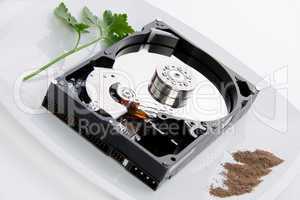 hard disk on a dish