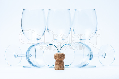 glass wine stand and lie symmetrically with cork