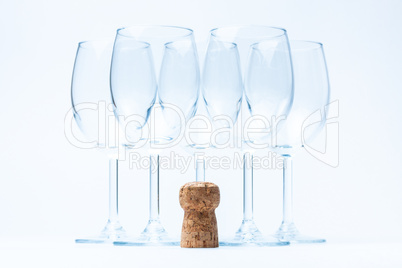 glass wine stand symmetrically with cork