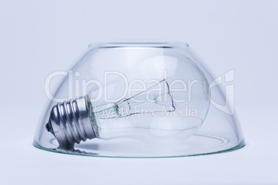 lamp is covered with a glass cup