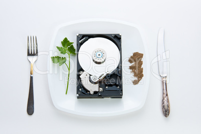 hard disk on a plate