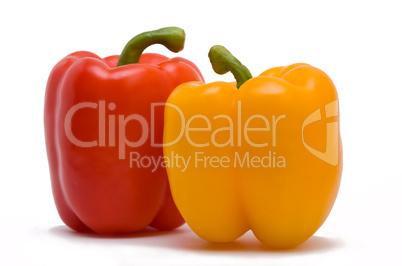 isolated sweet red and yellow peppers