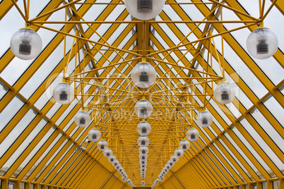 Yellow roof of Andrew's Bridge in Moscow