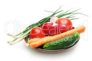 Set vegetables on the plate