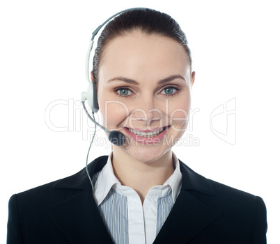 Closeup shot of call center female executive