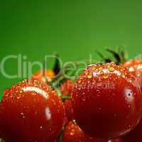 Fresh tomatoes with drops of water