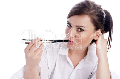 Woman with chopstick