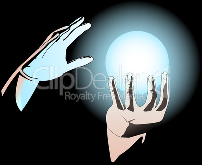 Hands and magic sphere