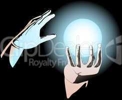 Hands and magic sphere