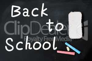 Back to School written on a chalkboard