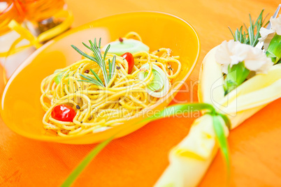 plate of pasta on the table